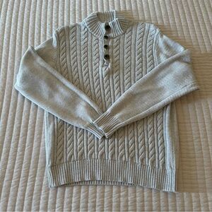 Men's Gray Cable Knit Sweater